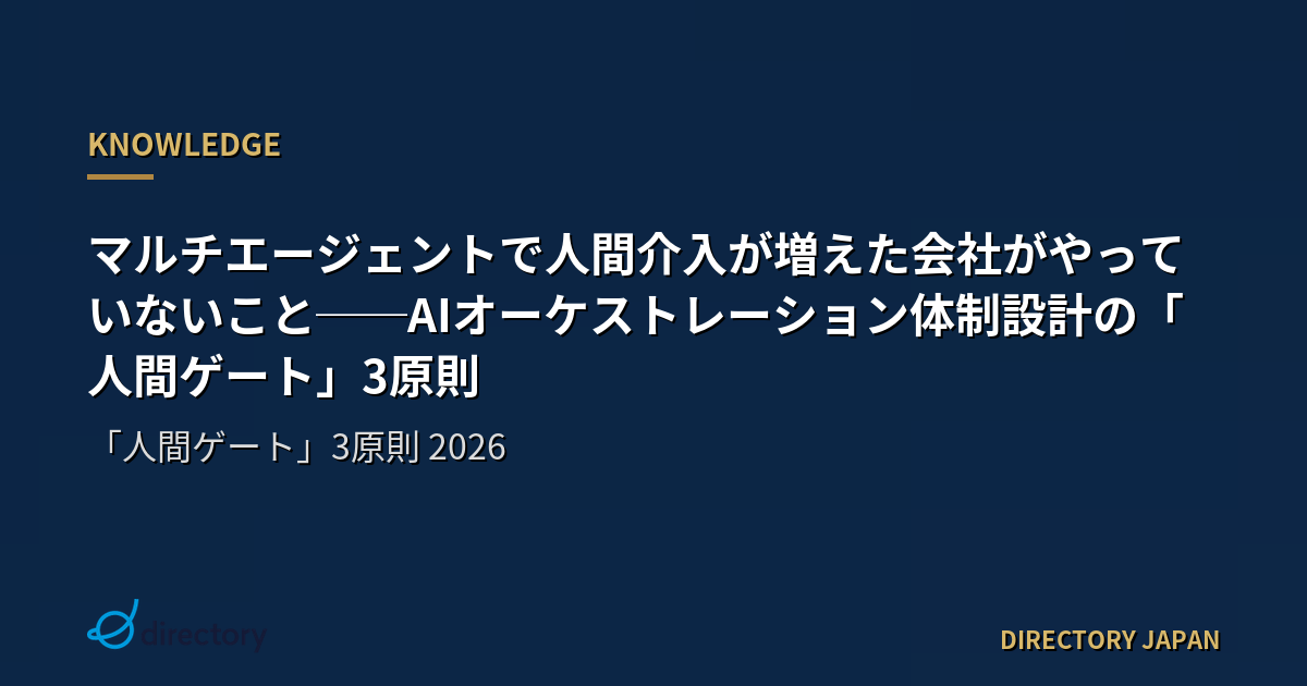マルチエージェントで人間介入が増えた会社がやっていないこと──AIオーケストレーション体制設計の「人間ゲート」3原則
