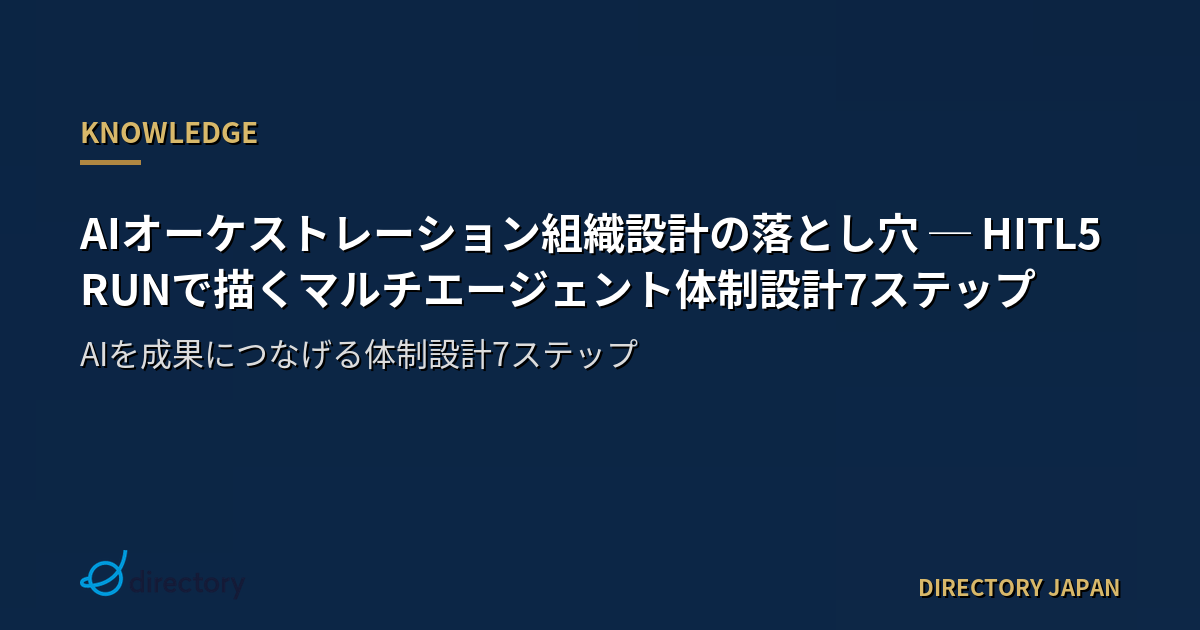 AIオーケストレーション組織設計の落とし穴 ─ HITL5 RUNで描くマルチエージェント体制設計7ステップ