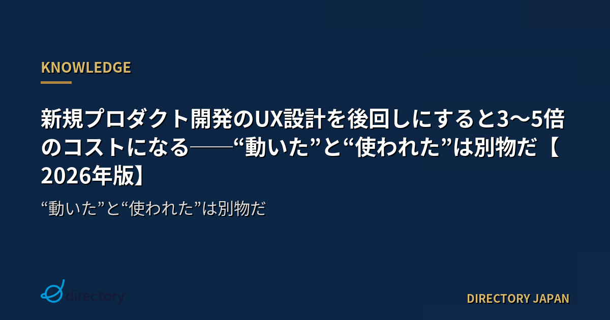 新規プロダクト開発のUX設計を後回しにすると3〜5倍のコストになる──“動いた”と“使われた”は別物だ【2026年版】